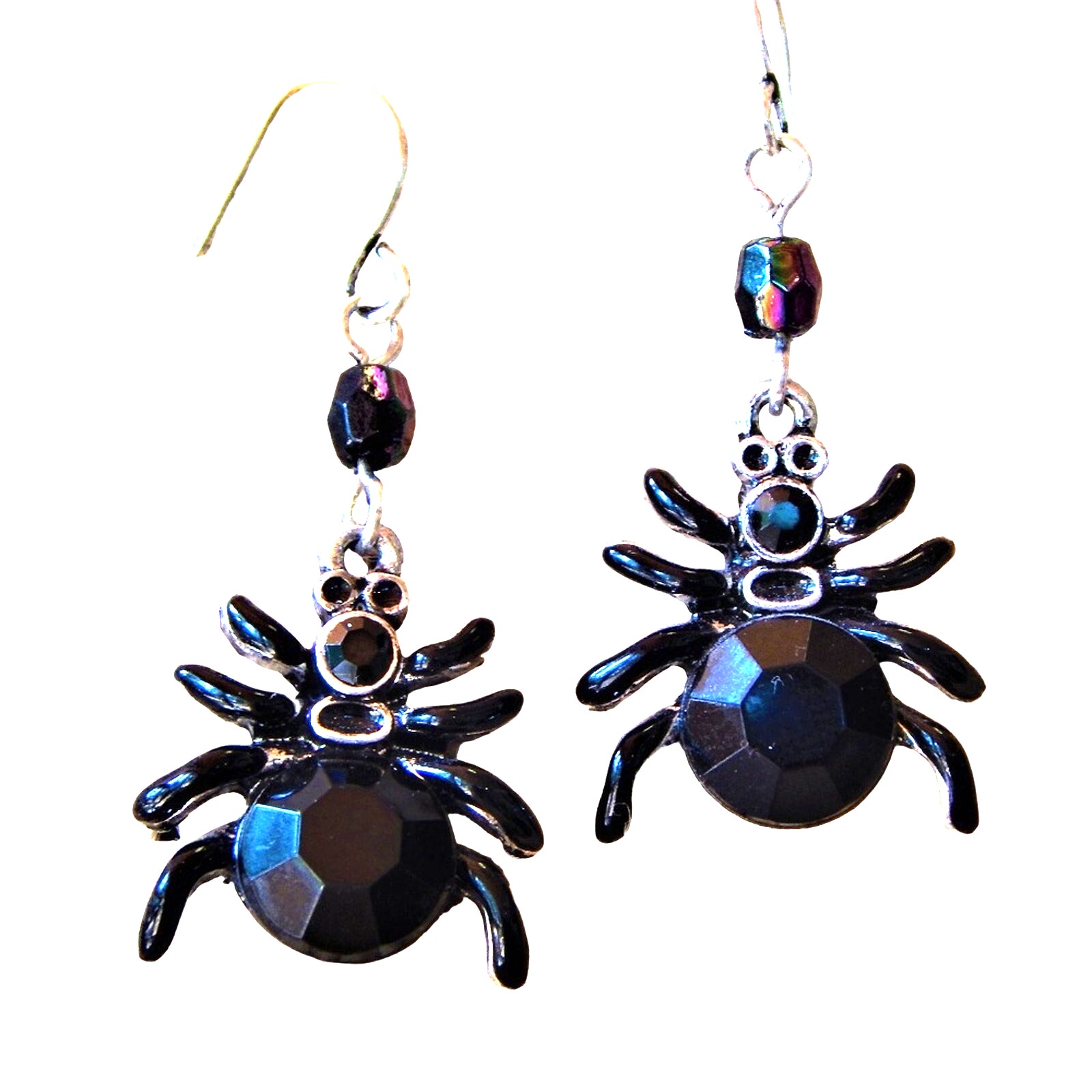 Bedazzled Beveled Black Charlie Spider Earrings